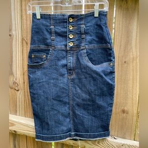 Denim High Waisted Pencil Skirt